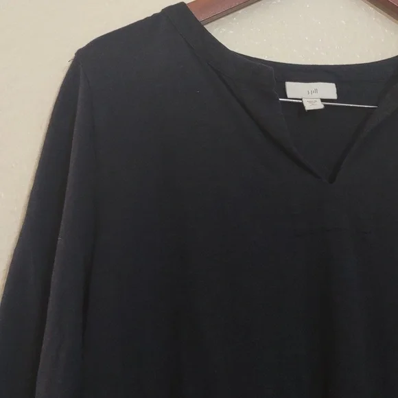 PRE OWNED J. JILL SHIRT COLOR NAVY BLUE SIZE M PETITE FALL STAPLE - Picture 3 of 8